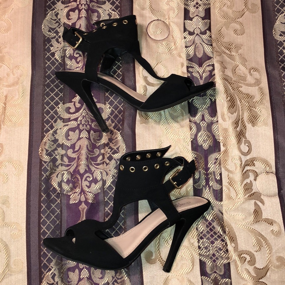 Black open-toe heels